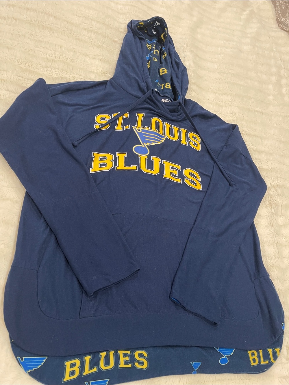 NHL St. Louis Blues Navy Zip-Up Hoodie with Yellow Logo